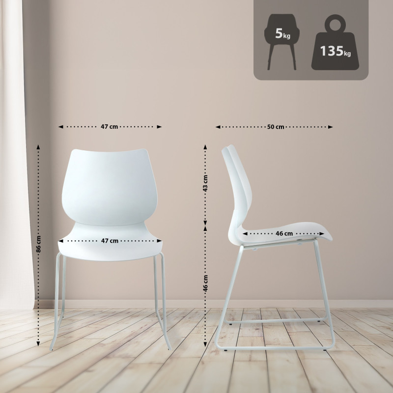 Insieme di 2 sedie Houma, bianche