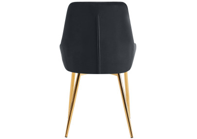 Conjunto de 2 sillas de comedor Elmira en terciopelo dorado y negro