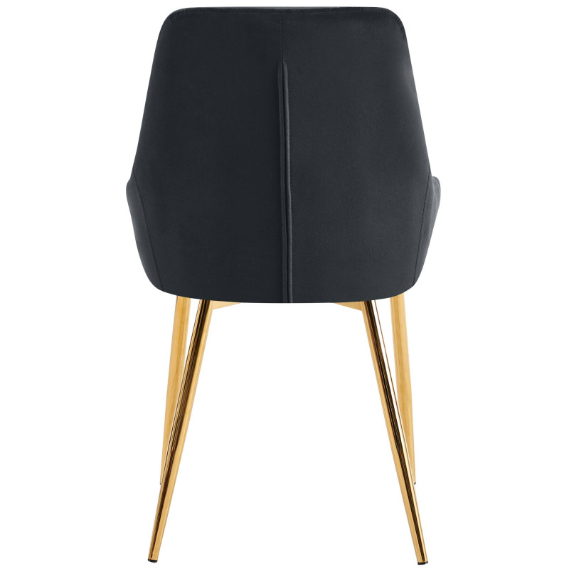 Conjunto de 2 sillas de comedor Elmira en terciopelo dorado y negro