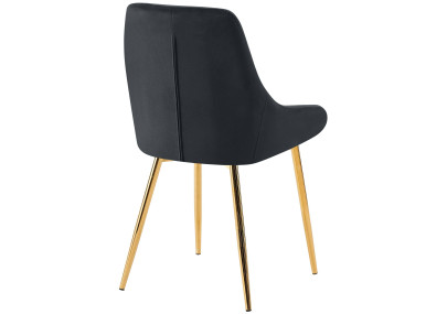 Conjunto de 2 sillas de comedor Elmira en terciopelo dorado y negro