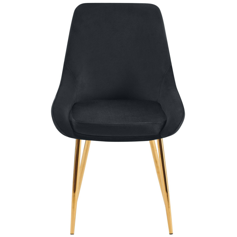 Conjunto de 2 sillas de comedor Elmira en terciopelo dorado y negro