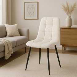 Ensemble de 2 chaises de salle à manger Antibes Cord crème