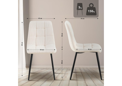 Ensemble de 2 chaises de salle à manger Antibes Cord crème