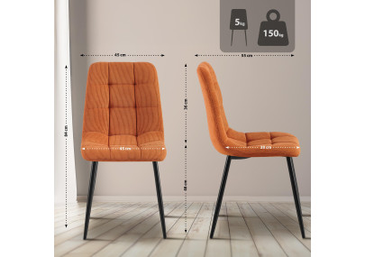 Ensemble de 2 chaises de salle à manger Antibes Cord orange