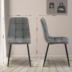 Coppia di sedie da pranzo Antibes Cord grigie