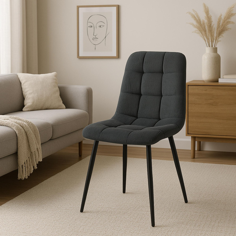 Conjunto de 2 cadeiras de jantar Antibes Corda preta