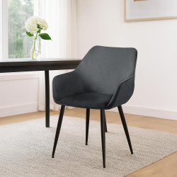Sedia da pranzo Luena, velluto, grigio scuro