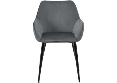Chaise de salle à manger Luena, velours, gris foncé