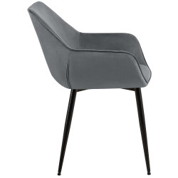 Chaise de salle à manger Luena, velours, gris foncé