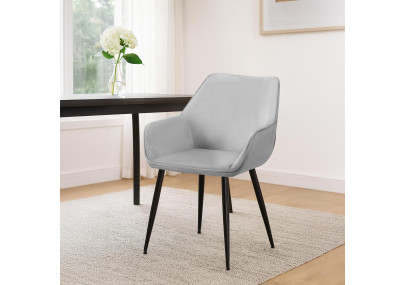 Silla de comedor Luena, terciopelo gris claro