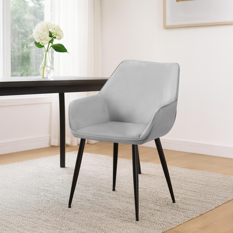 Chaise de salle à manger Luena, velours gris clair