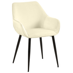 Cadeira de jantar Luena, veludo, creme