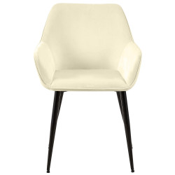 Chaise de salle à manger Luena, velours, crème