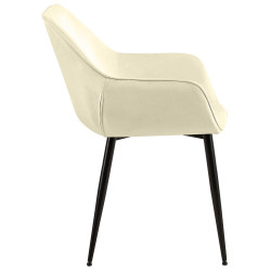 Chaise de salle à manger Luena, velours, crème