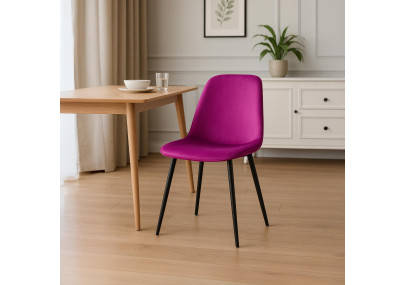 Ensemble de 4 chaises de salle à manger Maryam en velours violet