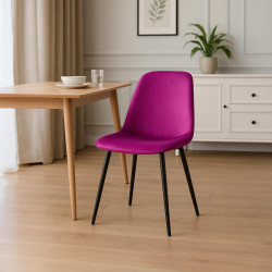 Conjunto de 4 sillas de comedor Maryam de terciopelo morado