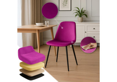 Conjunto de 4 sillas de comedor Maryam de terciopelo morado