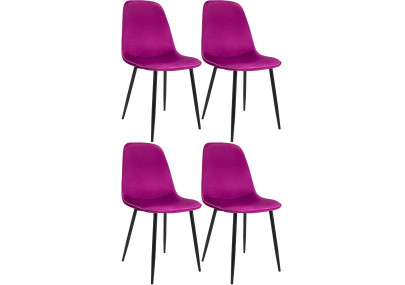 Conjunto de 4 sillas de comedor Maryam de terciopelo morado