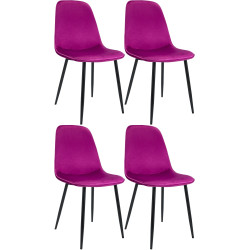 Conjunto de 4 sillas de comedor Maryam de terciopelo morado