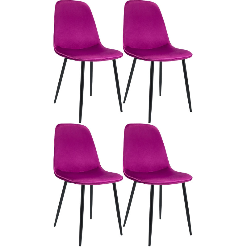 Conjunto de 4 sillas de comedor Maryam de terciopelo morado