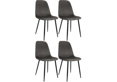 Ensemble de 4 chaises de salle à manger Maryam en velours anthracite