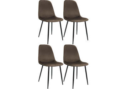 Ensemble de 4 chaises de salle à manger Maryam en velours marron