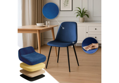 Conjunto de 4 sillas de comedor Maryam de terciopelo azul oscuro