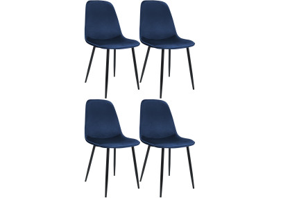 Conjunto de 4 sillas de comedor Maryam de terciopelo azul oscuro