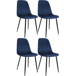 Ensemble de 4 chaises de salle à manger Maryam en velours bleu foncé