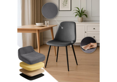 Ensemble de 4 chaises de salle à manger Maryam en velours gris foncé