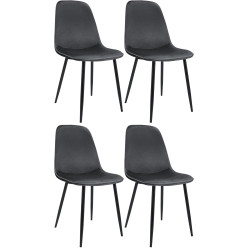 Conjunto de 4 sillas de comedor Maryam de terciopelo gris oscuro