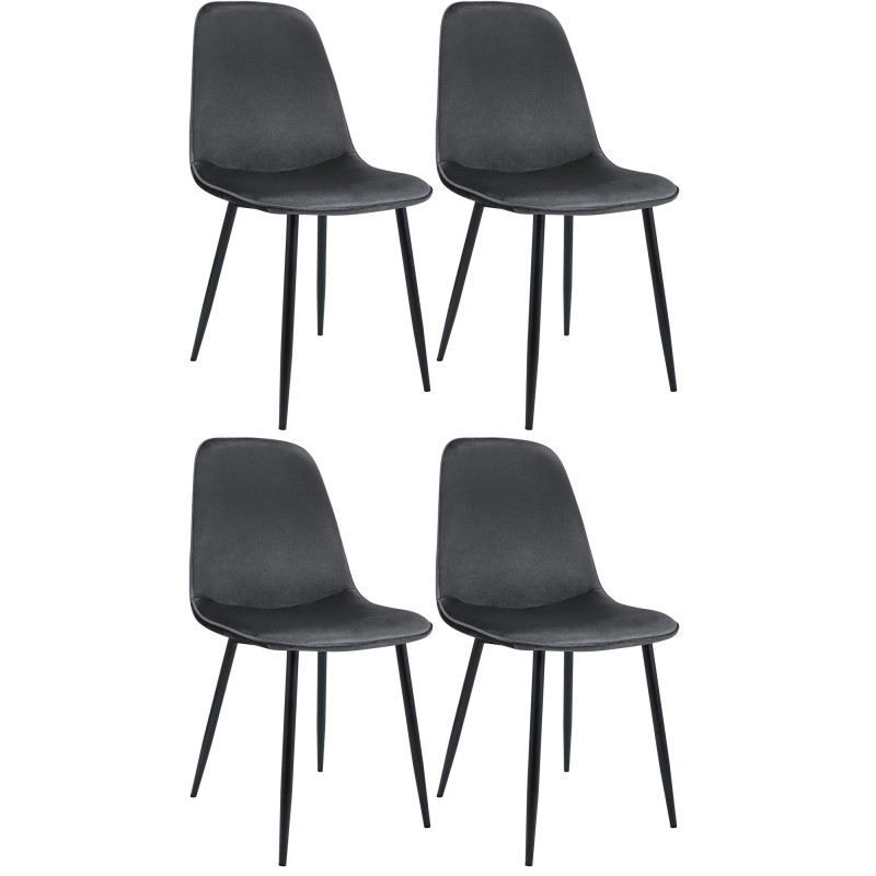 Conjunto de 4 sillas de comedor Maryam de terciopelo gris oscuro