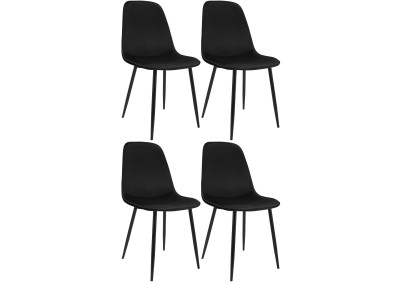 Ensemble de 4 chaises de salle à manger Maryam en velours noir