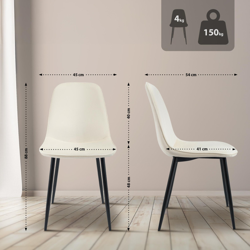 Conjunto de 4 cadeiras de sala de jantar Maryam em veludo creme