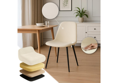 Ensemble de 4 chaises de salle à manger Maryam en velours crème