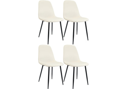 Ensemble de 4 chaises de salle à manger Maryam en velours crème