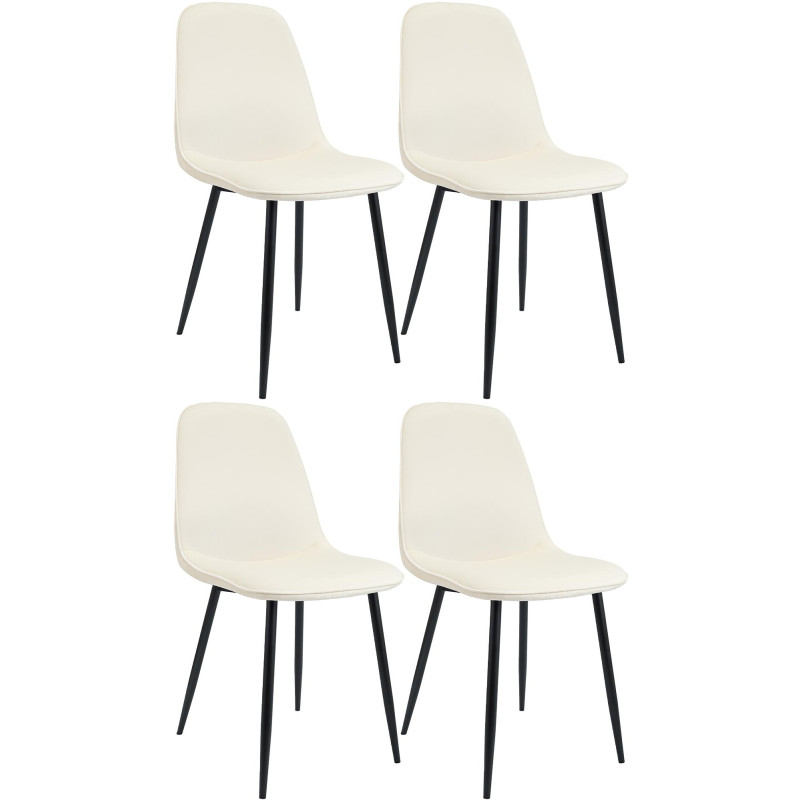 Ensemble de 4 chaises de salle à manger Maryam en velours crème