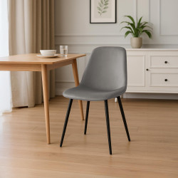 Ensemble de 4 chaises de salle à manger Maryam en velours gris clair