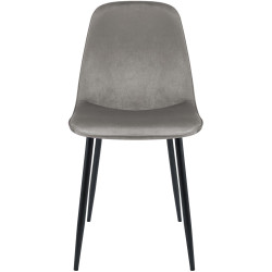 Ensemble de 4 chaises de salle à manger Maryam en velours gris clair