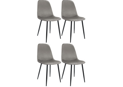 Ensemble de 4 chaises de salle à manger Maryam en velours gris clair