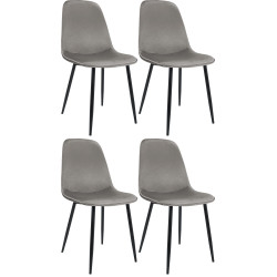 Ensemble de 4 chaises de salle à manger Maryam en velours gris clair