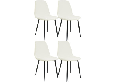 Ensemble de 4 chaises de salle à manger Maryam, tissu crème