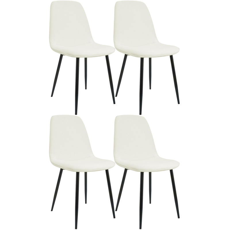 Ensemble de 4 chaises de salle à manger Maryam, tissu crème