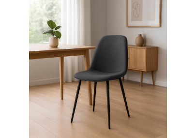 Conjunto de 4 sillas de comedor Maryam, tela gris oscuro