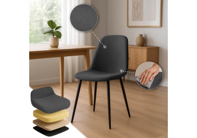 Conjunto de 4 sillas de comedor Maryam, tela gris oscuro