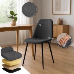 Ensemble de 4 chaises de salle à manger Maryam, tissu gris foncé