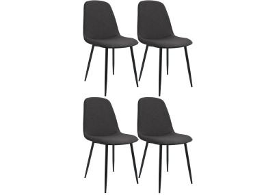 Conjunto de 4 sillas de comedor Maryam, tela gris oscuro