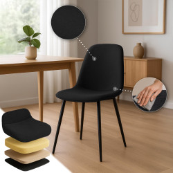 Ensemble de 4 chaises de salle à manger Maryam, en tissu noir