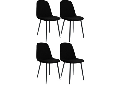 Ensemble de 4 chaises de salle à manger Maryam, en tissu noir