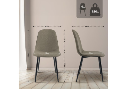 Ensemble de 4 chaises de salle à manger Maryam, tissu taupe
